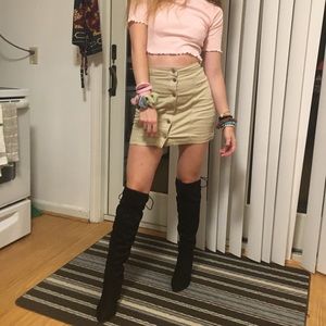 Over the knee tie up booties